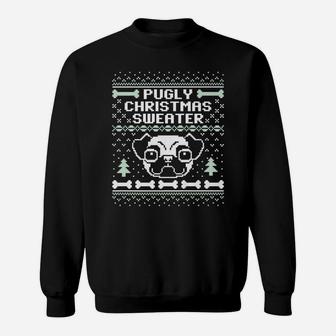 Pugly Christmas Sweater Funny Pug Dog Dark Sweat Shirt - Seseable