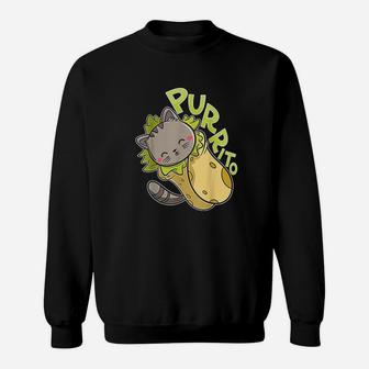 Purrito Funny Cat Pun Burrito Taco Sweat Shirt - Seseable