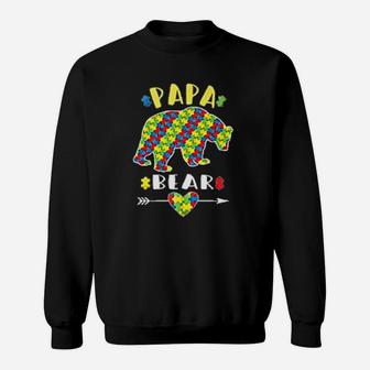 Puzzle Papa Bear Colorful Besst Husband Sweat Shirt - Seseable