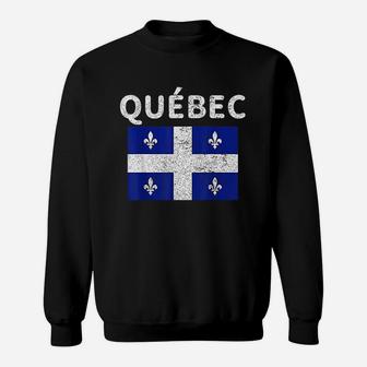 Québec Quebec Quebecois Flag Canada Vintage Retro Sweat Shirt - Seseable