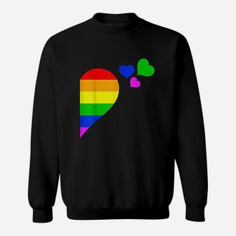 Rainbow Heart Lgbt Lesbian Gay Couple Lgbtq Sweat Shirt - Seseable