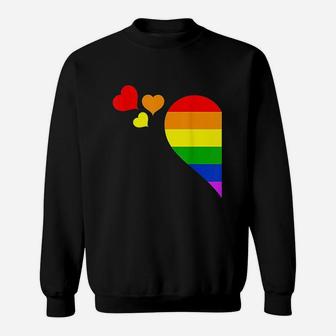 Rainbow Heart Lgbt Lesbian Gay Couple Lgbtq Valentine's Day Sweat Shirt - Seseable