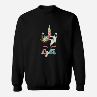Rainbow Unicorn Lydia Custom Name Gift For Girls Sweatshirt - Seseable