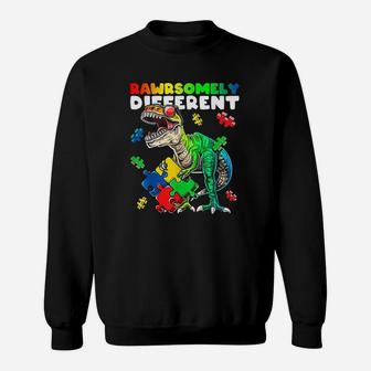 Rawrsomely Different Dinosaur Awareness Puzzle Gift Sweat Shirt - Seseable