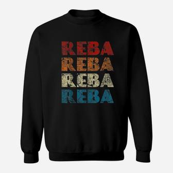 Reba Vintage Wordmark Pattern Retro Style Sweat Shirt - Seseable