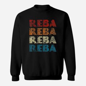 Reba Vintage Wordmark Pattern Retro Style Sweat Shirt - Seseable