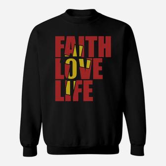 Red Cross Design Jesus Cool Faith Love Life Faith Sweatshirt - Seseable