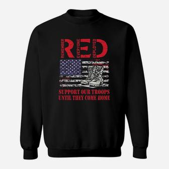 Red Friday Military Support Our Troops Us Flag Army Navy Sweat Shirt - Seseable