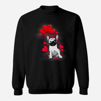 Red Heart Dog Lover Dog French Bulldog Sweat Shirt - Seseable
