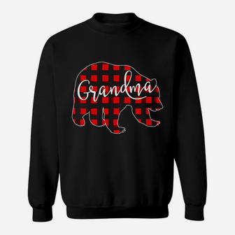 Red Plaid Grandma Bear Matching Pajama Family Sweat Shirt - Seseable