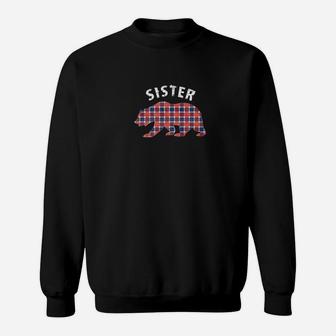 Red Plaid Sister Bear Matching Family Pajama Gift Sweat Shirt - Seseable