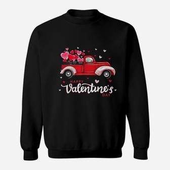 Red Truck With Hearts Happy Valentines Day Sweat Shirt - Seseable