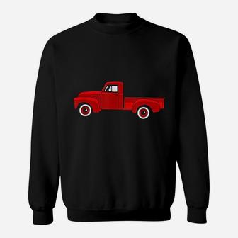 Red Vintage Pickup Truck Sweat Shirt - Seseable