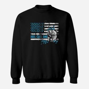 Reel Cool Dad Fishing Father Day American Flag Shirt Sweat Shirt - Seseable