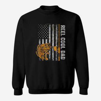 Reel Cool Dad Shirt American Flag Fishing Fathers Day Sweat Shirt - Seseable