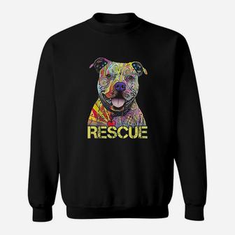 Rescue Dog Colorfull Pitbull Dog Adopt Dont Shop Sweat Shirt | Seseable UK