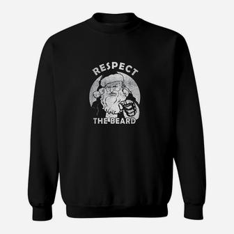Respect The Beard Distressed Santa Claus Funny Christmas Sweat Shirt - Seseable