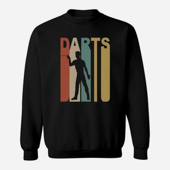 Retro 1970s Style Darts Player Silhouette Darts Sweat Shirt - Seseable