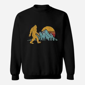 Retro Bigfoot Silhouette Mountain Sun Believe Sweat Shirt - Seseable
