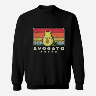 Retro Cat Avocado Sweat Shirt - Seseable