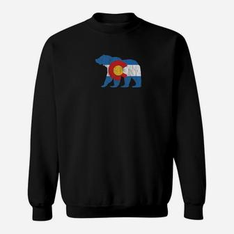 Retro Colorado Flag Bear Design Vintage Distressed Sweat Shirt | Seseable CA