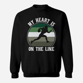 Retro Football Player My Heart Is On The Line Sweatshirt - Seseable
