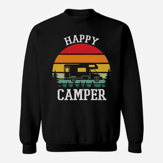 Retro Sunset Style Happy Camper Go Camping Sweatshirt - Seseable