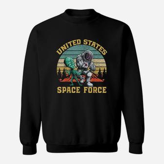 Retro Us Space Force Graphic Vintage Sunset Alien Punch Gift Sweat Shirt - Seseable