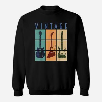 Retro Vintage Guitar Gift Cool Classic Guitars Sweat Shirt - Seseable
