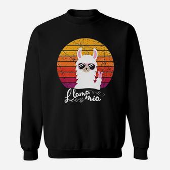 Retro Vintage Llama Mia Mama Mia Costume For Alpaca Lovers Sweat Shirt - Seseable
