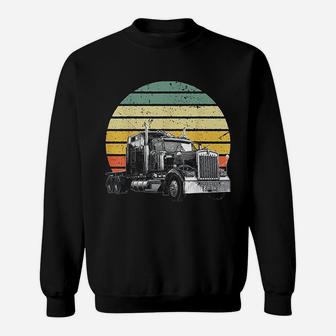 Retro Vintage Trucker Big Rig Semi-trailer Truck Driver Gift Sweat Shirt - Seseable