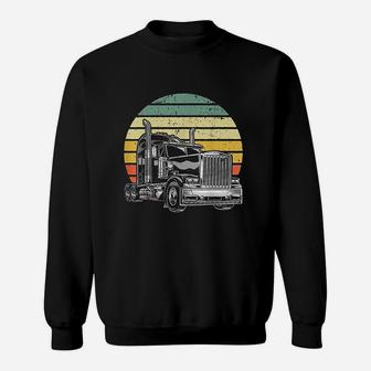 Retro Vintage Trucker Big Rig Semi Trailer Truck Driver Gift Sweat Shirt - Seseable
