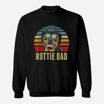 Rottie Dad Rottweiler Dog Vintage Retro Sunset Beach Vibe Sweat Shirt - Seseable