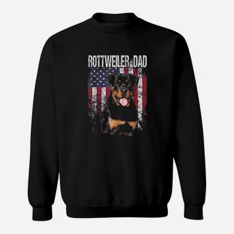 Rottweiler Dad With Proud American Flag Dog Lover Gifts Sweat Shirt - Seseable