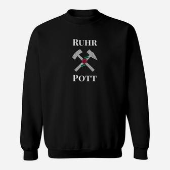 Ruhrpott Bergbau-Motiv Sweatshirt, Bergarbeiter Design in Schwarz - Seseable