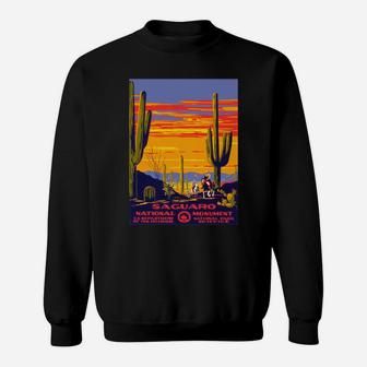 Saguaro National Park Vintage Travel Poster Womens Relaxed Fit Tshirt Christmas Ugly Sweater Sweat Shirt - Seseable