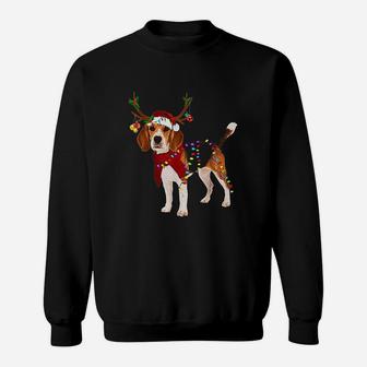 Santa Beagle Reindeer Light Christmas Gifts Sweat Shirt - Seseable
