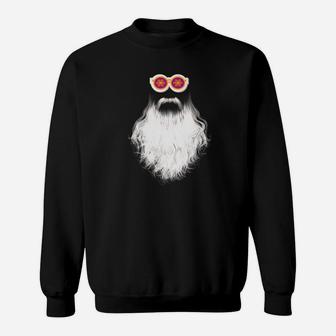 Santa Claus Beard With Ice Crystal Sunglasses Christmas Sweat Shirt - Seseable