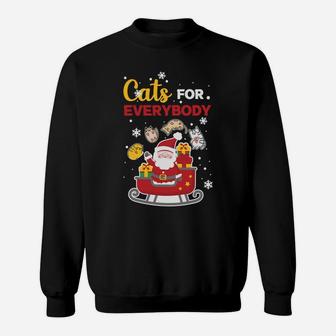 Santa Claus Giving Cats For Everybody Christmas Cat Lovers Sweatshirt - Seseable