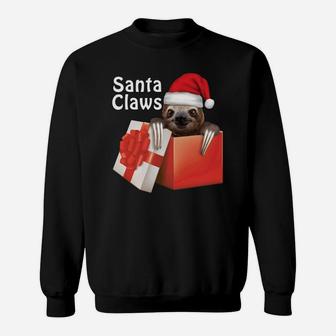 Santa Claws Sloth Present Christmas Holiday Funny Sweat Shirt - Seseable