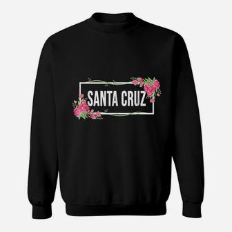 Santa Cruz California Floral Hibiscus Flower Sweat Shirt - Seseable