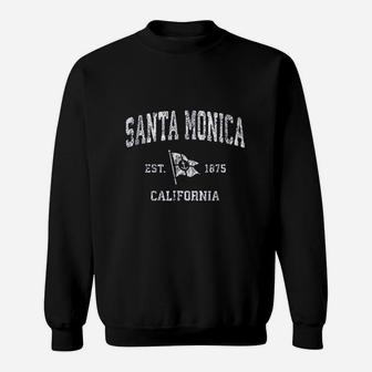 Santa Monica California Ca Vintage Boat Anchor Flag Sweat Shirt - Seseable