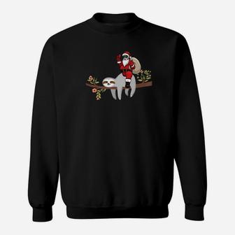 Santa Riding On Lazy Sloth Funny Christmas Gifts Sweat Shirt - Seseable