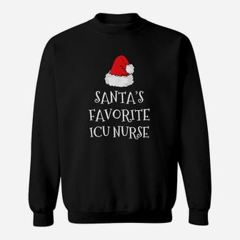 Santas Favorite Icu Nurse Gift Christmas Intensive Care Sweat Shirt - Seseable