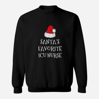 Santa's Favorite Icu Nurse Gift Christmas Intensive Care Sweat Shirt - Seseable