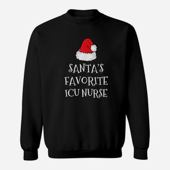 Santas Favorite Icu Nurse Gift Christmas Intensive Care Sweat Shirt - Seseable