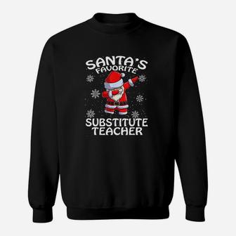 Santas Favorite Substitute Teacher Christmas Sweat Shirt - Seseable
