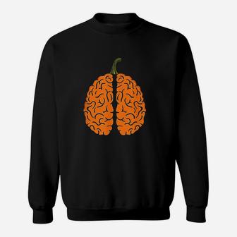 School Psychologist Halloween Pumpkin Brain Sweat Shirt - Seseable