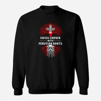 Schwarz Sweatshirt Baumwurzel-Design Swiss Grown mit Peruanischen Wurzeln - Seseable