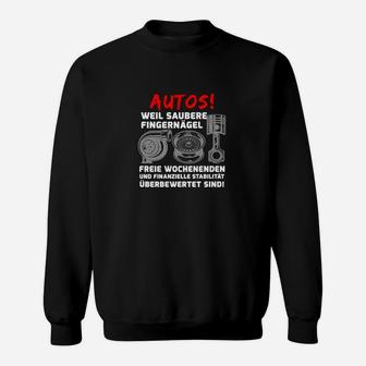 Schwarz Sweatshirt für Autofans, Sauber Finger - Freie Wochenenden Lustig - Seseable